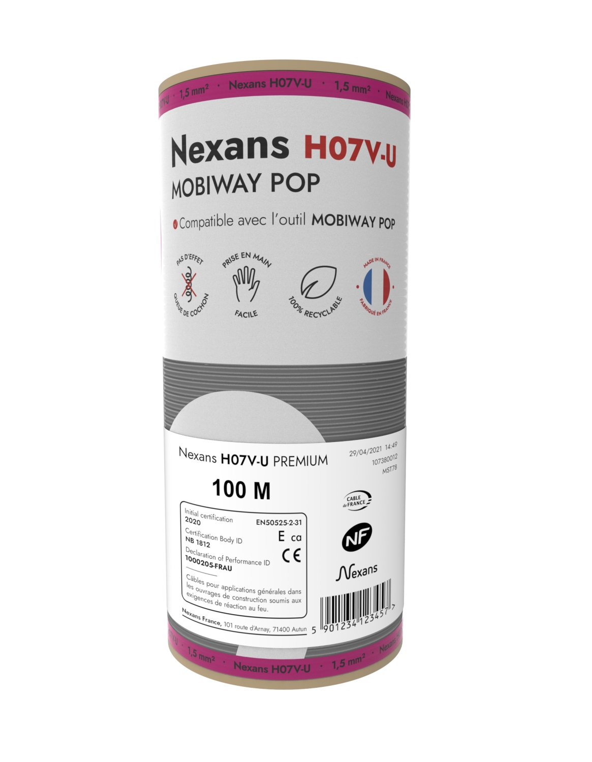 Fil H07V-U Mobiway Pop 1,5 - 2,5 couronne 100 m Nexans