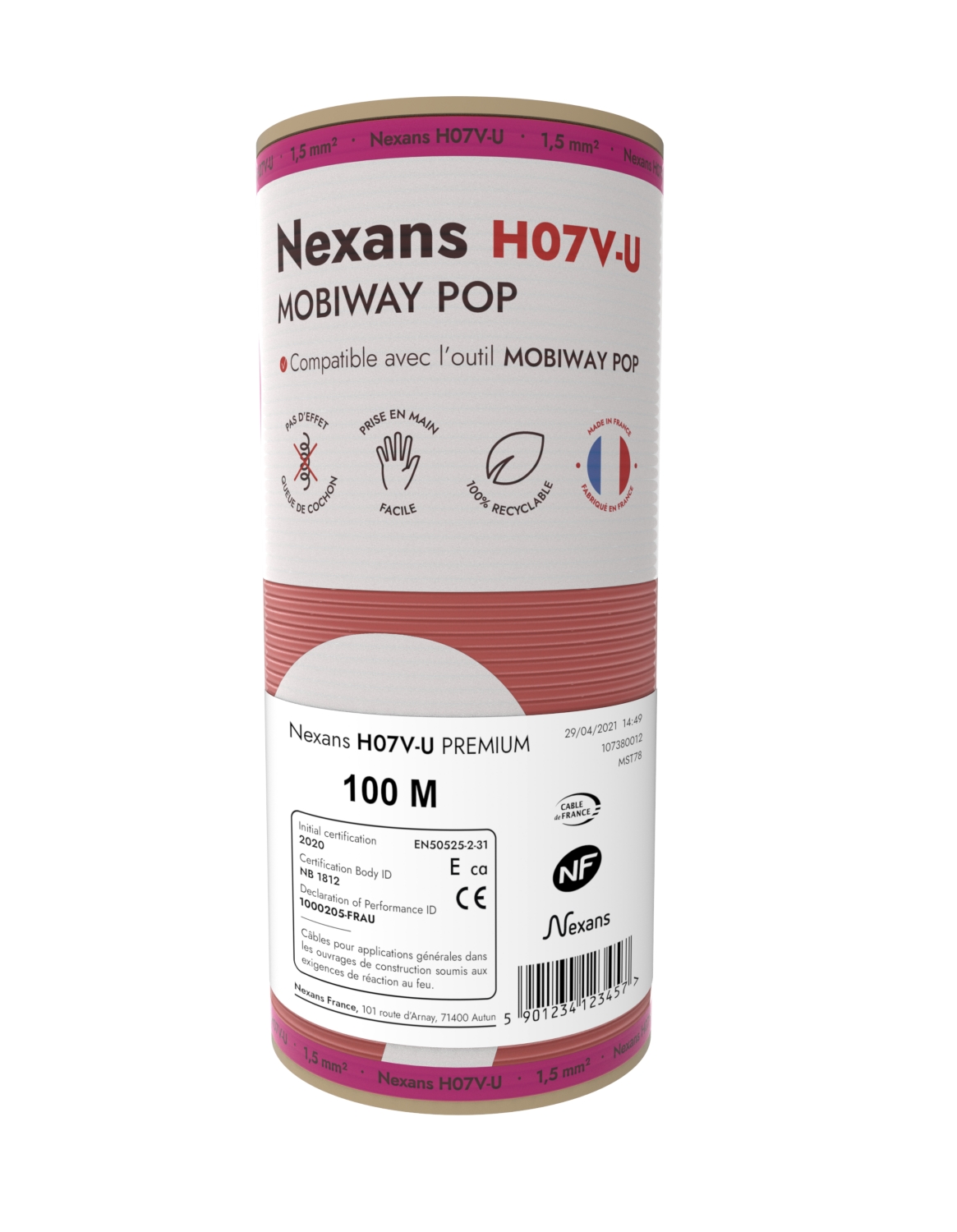 Fil H07V-U Mobiway Pop 1,5 - 2,5 couronne 100 m Nexans