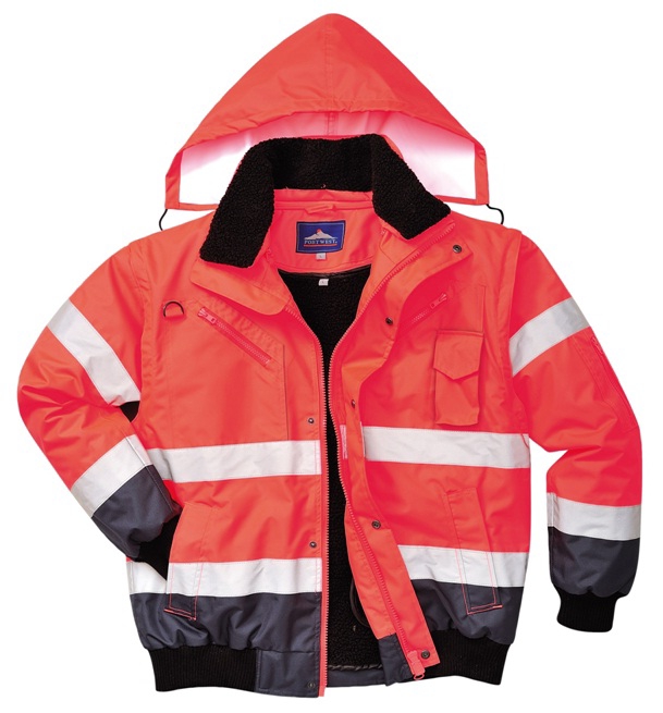 Blouson 3 en 1 froid extrême HV polyester PU mixte C465 rouge / marine Portwest