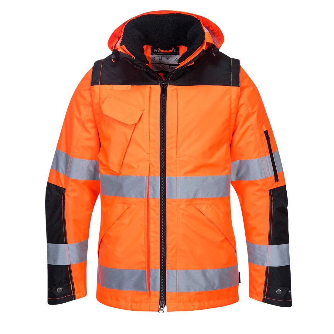 Blouson 3 en 1 HV polyester 300D Oxford enduit PU mixte C469 orange / noir Portwest