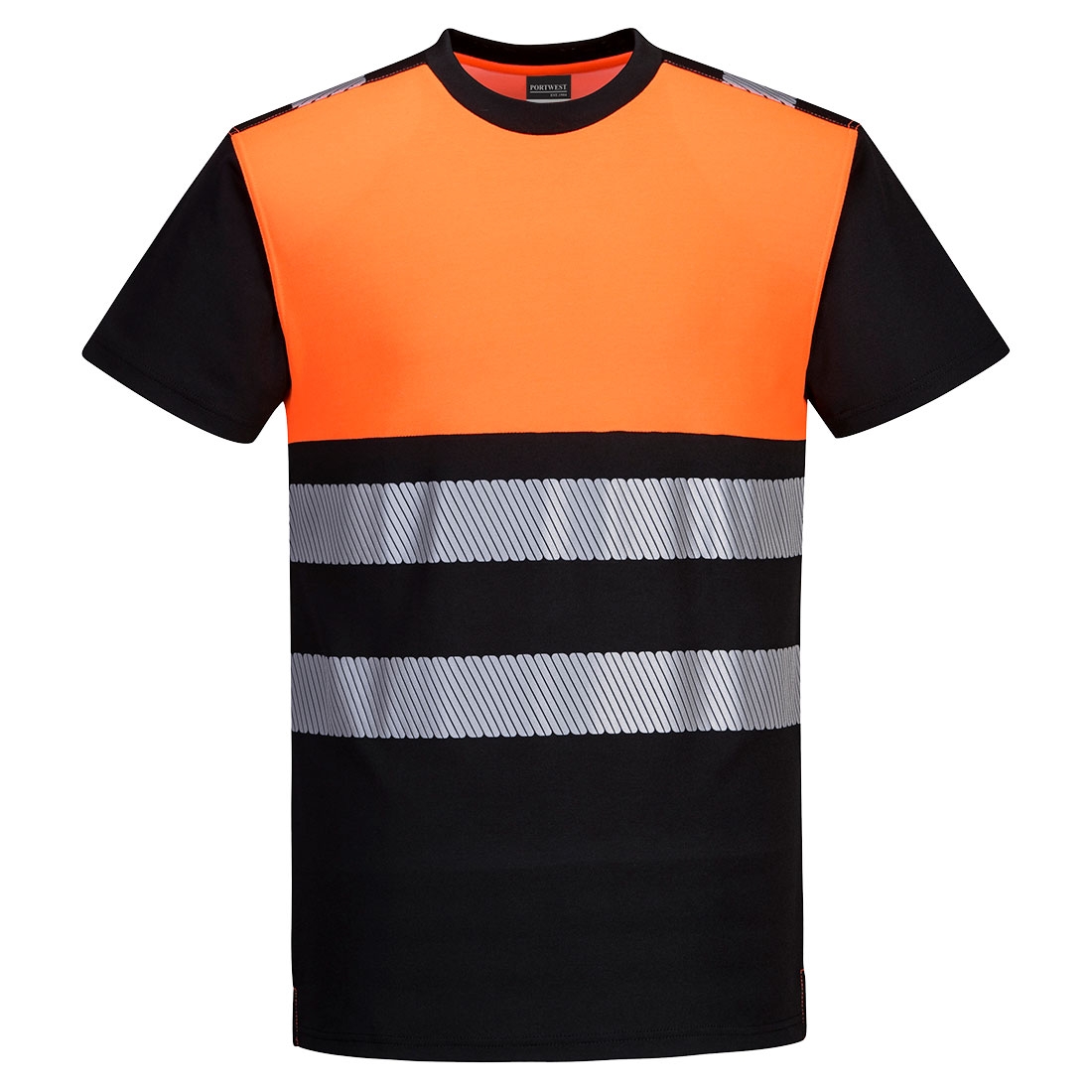T-Shirt HV coton polyester mixte PW311 orange / noir