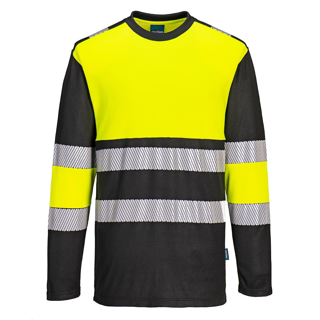 Tee-shirt HV coton polyester mixte PW312 jaune / noir Portwest