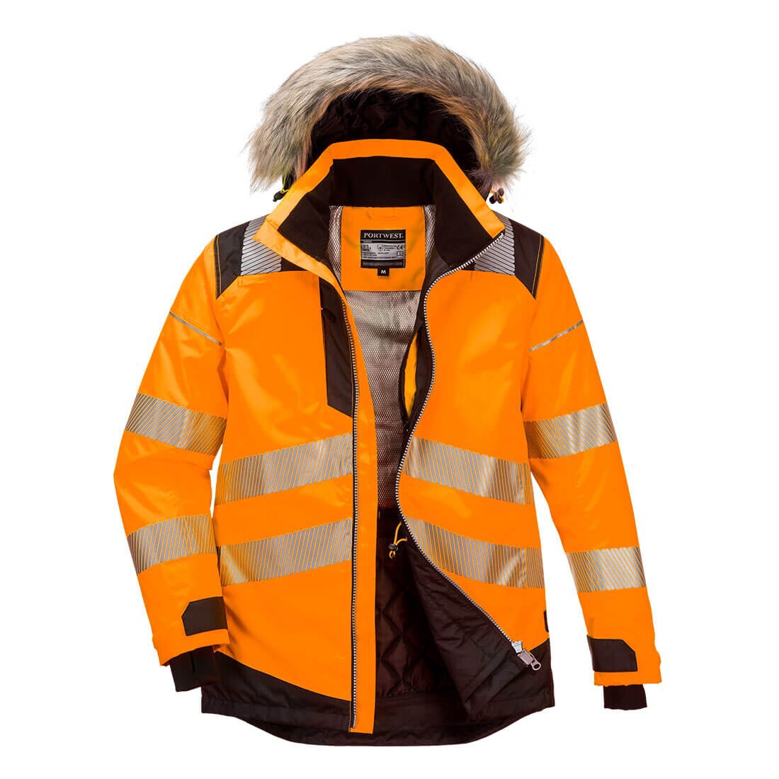 Parka d'hiver HV polyester 300D Oxford enduit PU mixte PW369 orange / noir Portwest