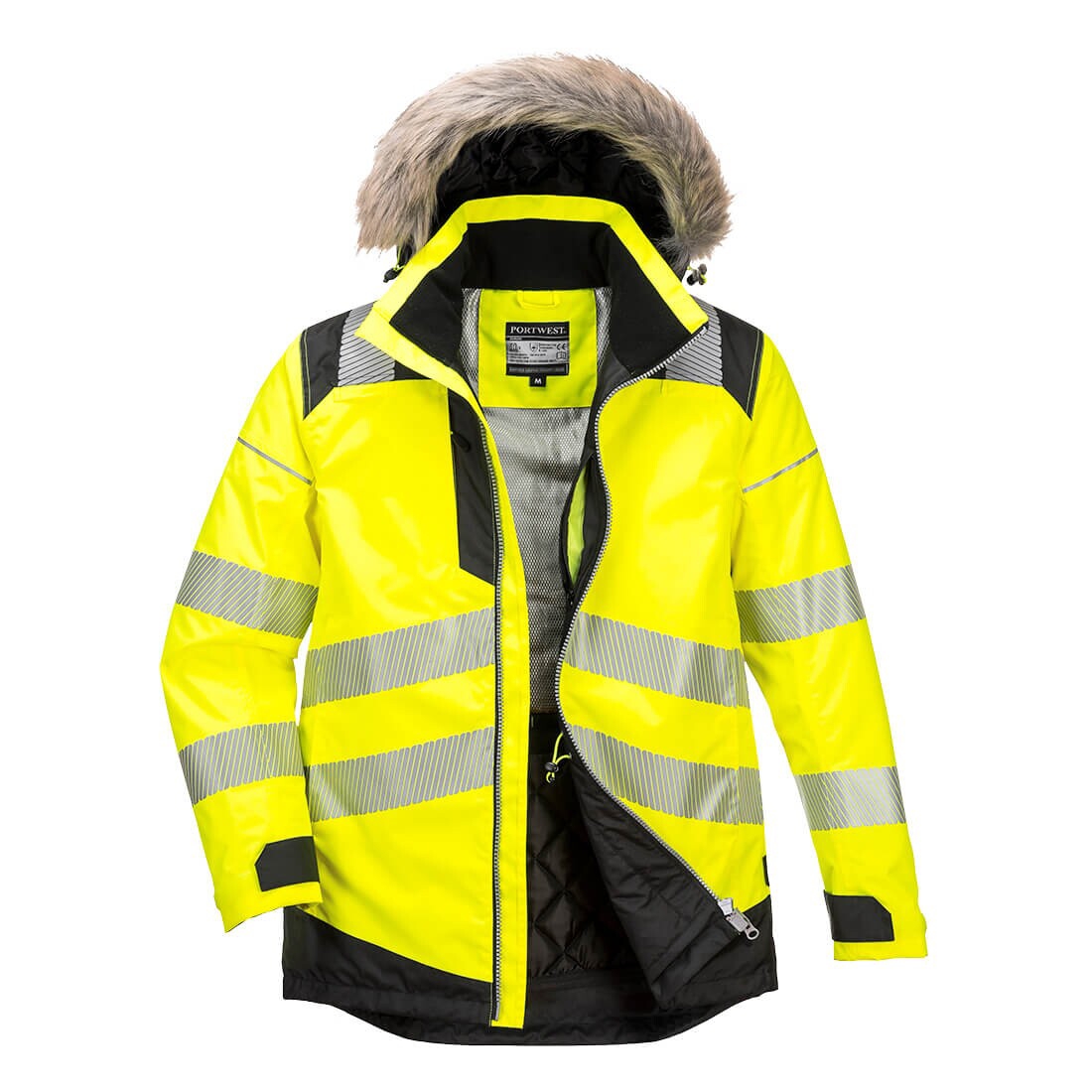 Parka d'hiver HV polyester 300D Oxford enduit PU mixte PW369 jaune / noir Portwest