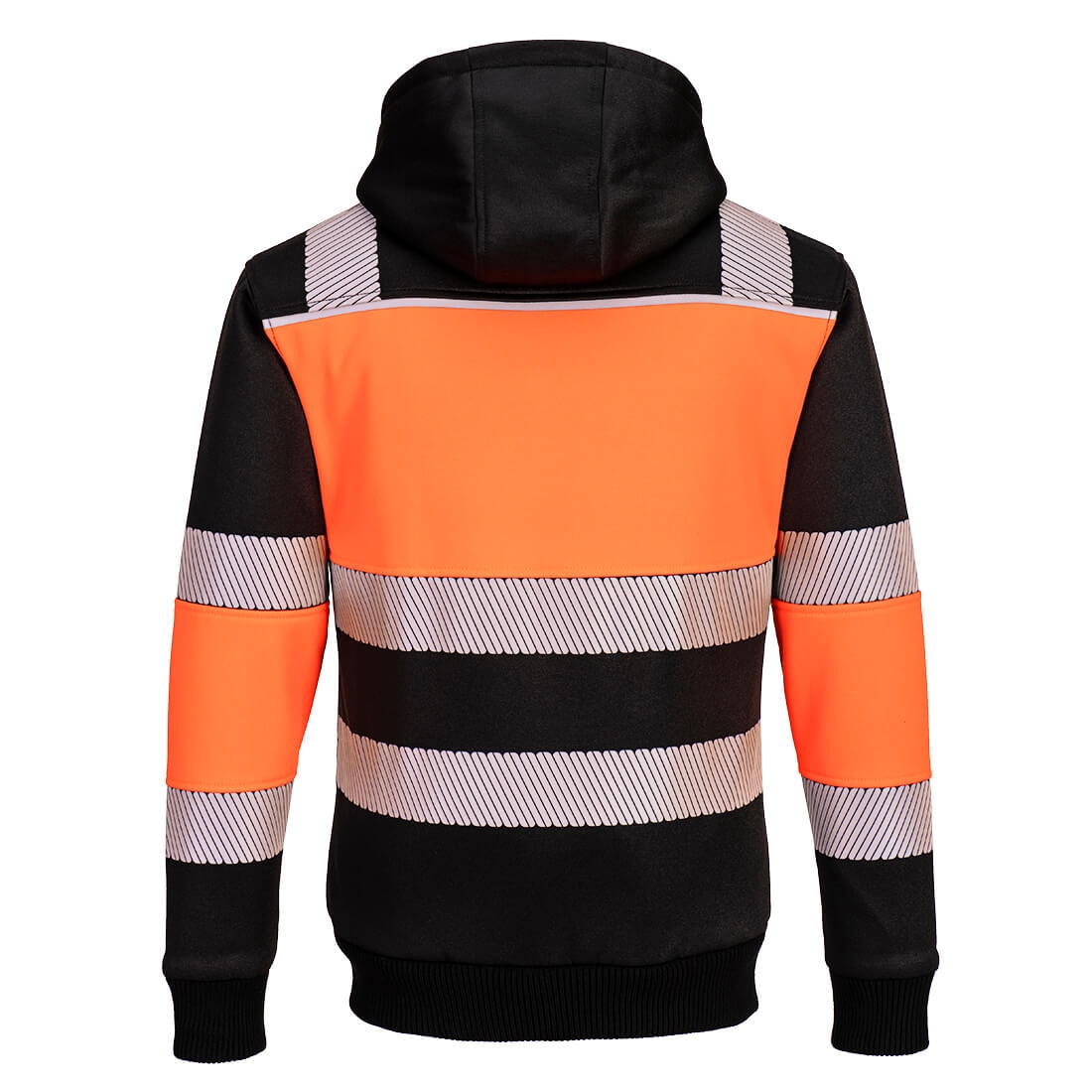 Sweat à capuche d'hiver zippé HV polyester coton mixte PW377 orange / noir Portwest