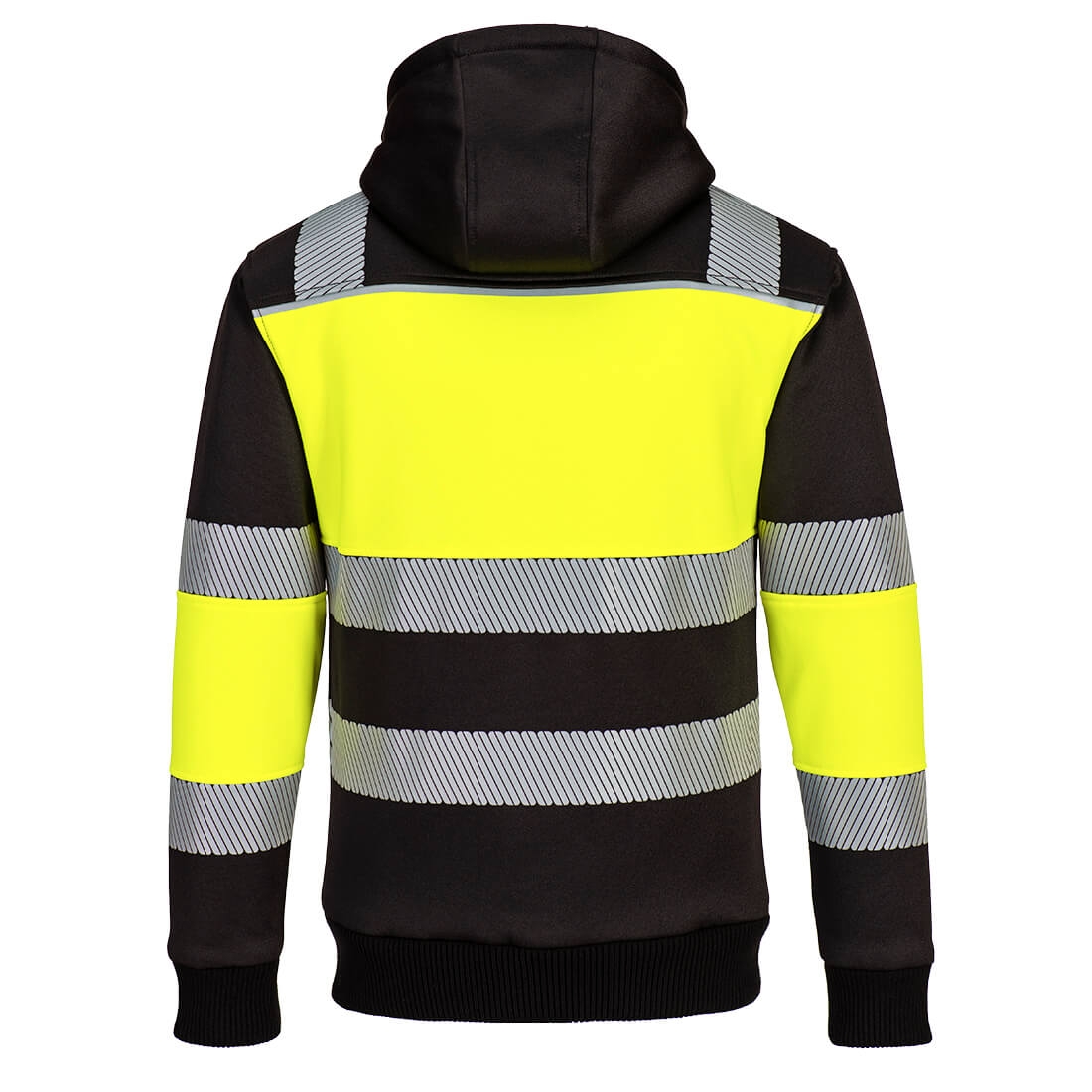 Sweat à capuche d'hiver zippé HV polyester coton mixte PW377 jaune / noir Portwest
