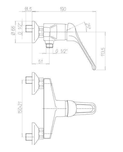 Mitigeur douche Presto santé manette longue ajourée Presto