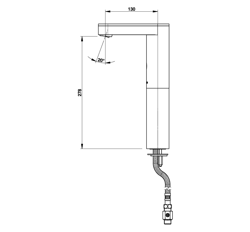 Mitigeur électronique lavabo sur plage So'o avec réhausse 56201 Presto