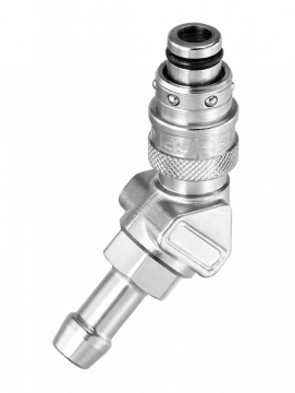 Fiche coudée 135° moule DN8 pour flexible - Laiton nickelé série CPI Prevost