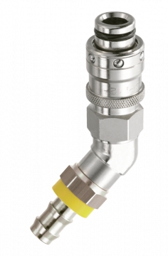 Fiche coudée 135° moule DN8 pour flexible auto-serreur - Laiton nickelé série CPI 08 Prevost