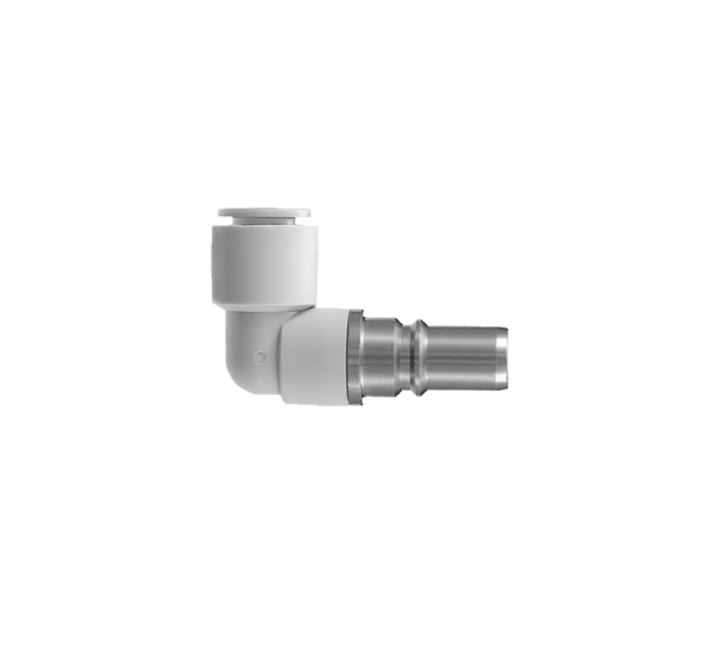 Embout P modèle coudé 90° encliq pour tube - Laiton nickelé série KK SMC