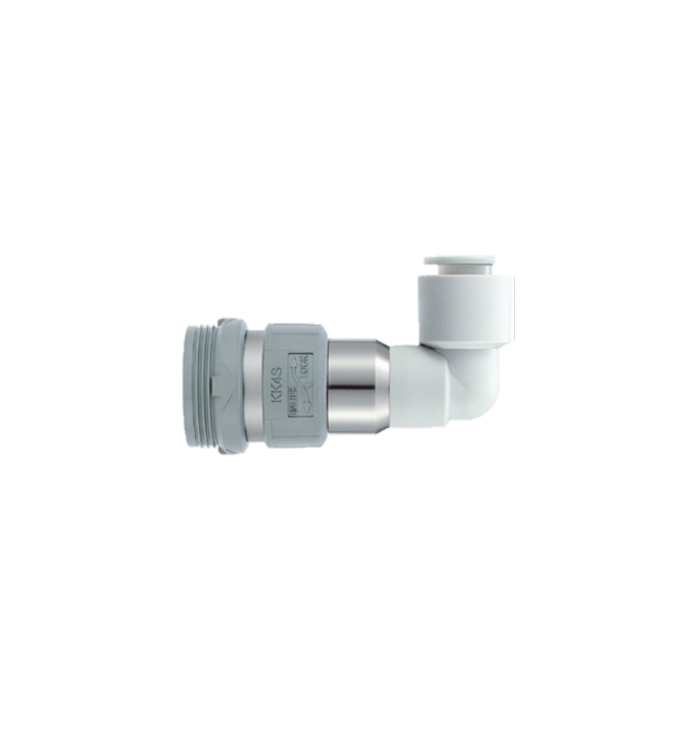 Coupleur S modèle coudé 90° encliq pour tube - Laiton nickelé série KK SMC