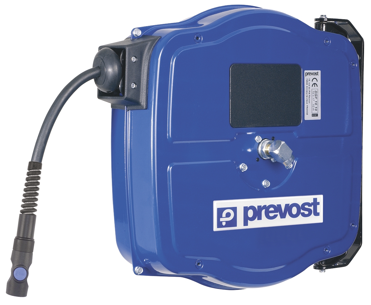 Enrouleur air auto en acier à tambour fermé support fixe - DGF Prevost