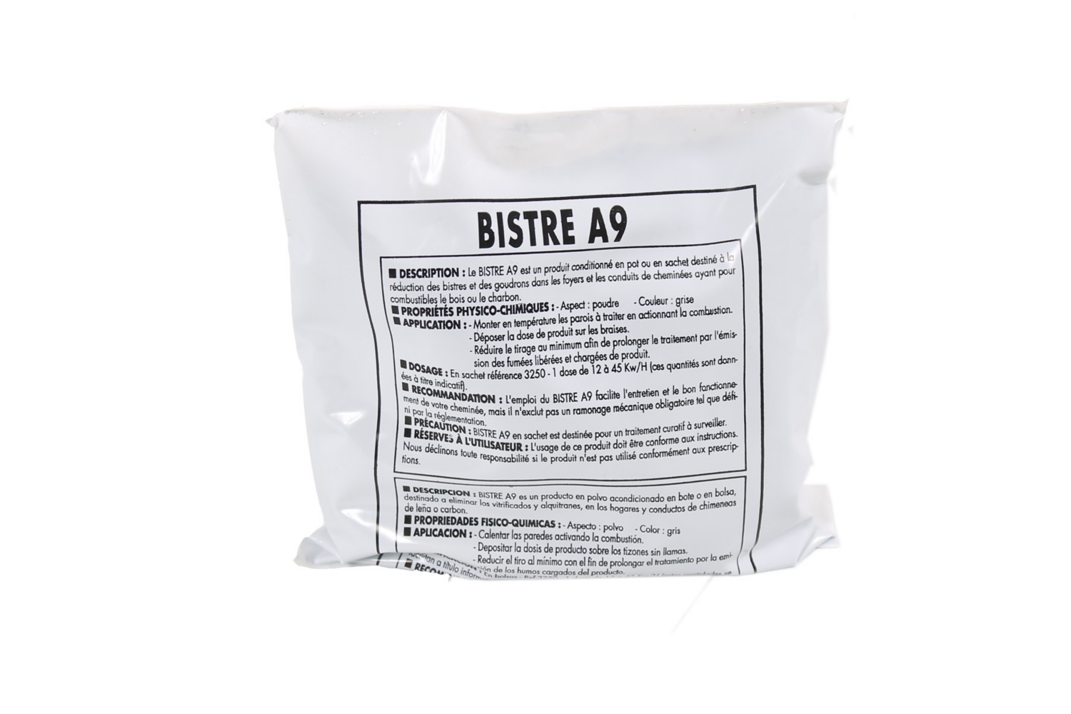 Ramonage chimique bistre A9 sachet de 450 gr Progalva