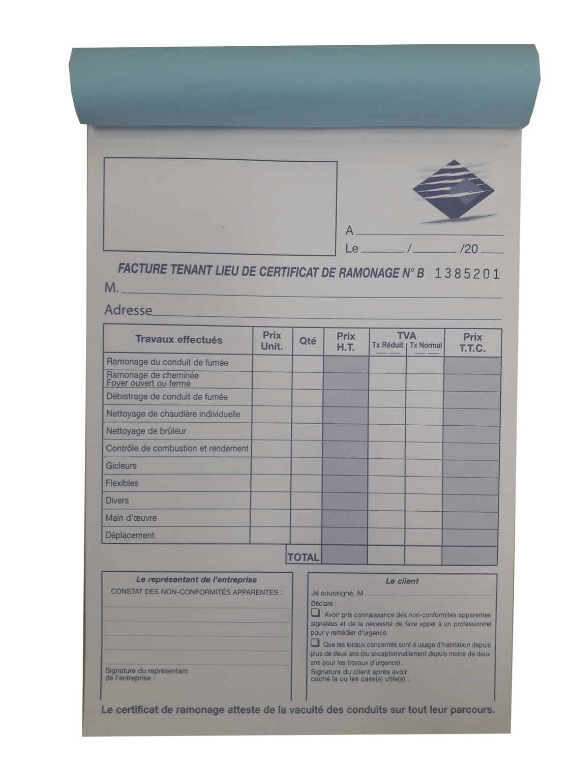 Carnet de ramonage Progalva