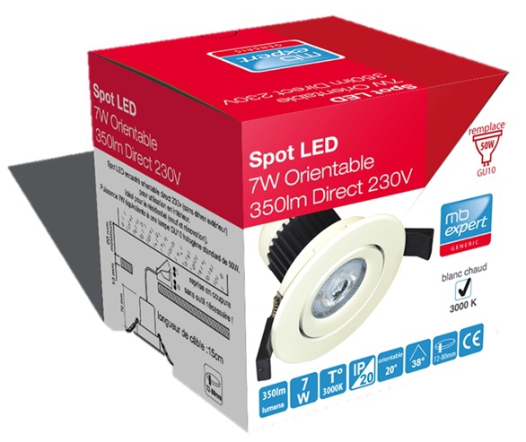 Spot encastré LED orientable Pimousse MB Expert