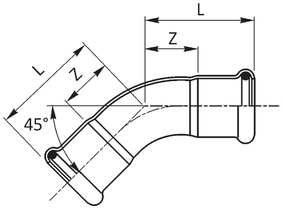 Coude 45° électrozingué SteelPres® FF Raccorderie Metalliche