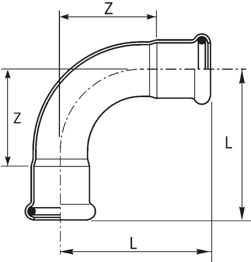 Coude 90° FF 181/900 InoxPres® à sertir New Raccorderie Metalliche