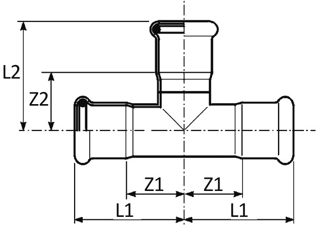 Té égal FFF 182/000 InoxPres® à sertir Raccorderie Metalliche