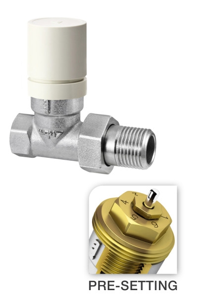 Robinet thermostatique avec préréglage droit mâle / femelle