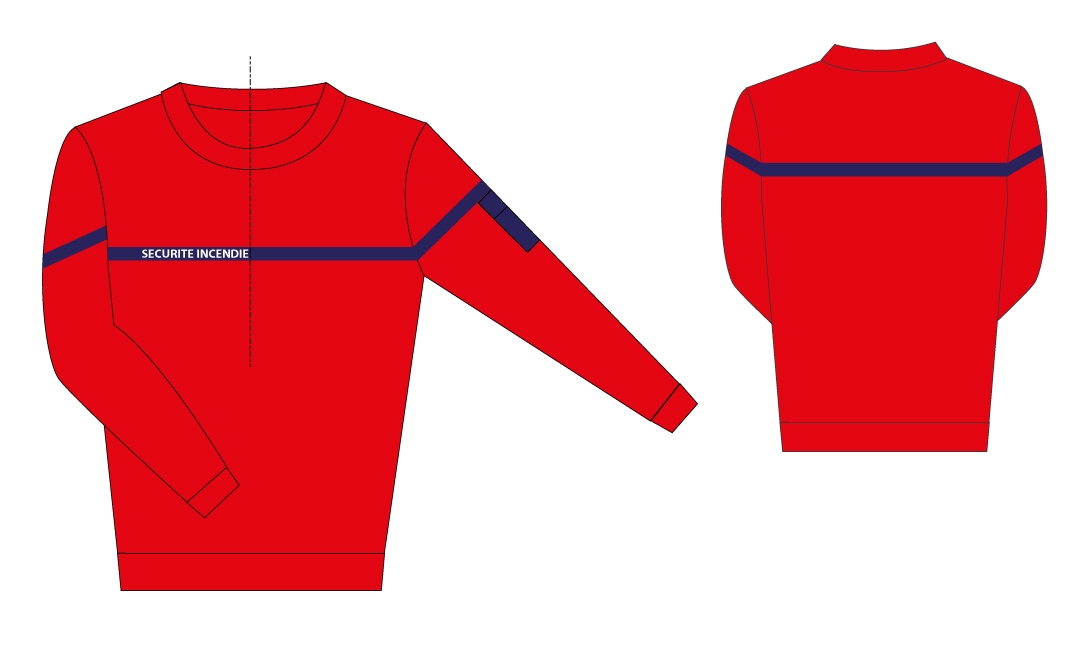 Sweat-shirt sécurité incendie mixte rouge/marine