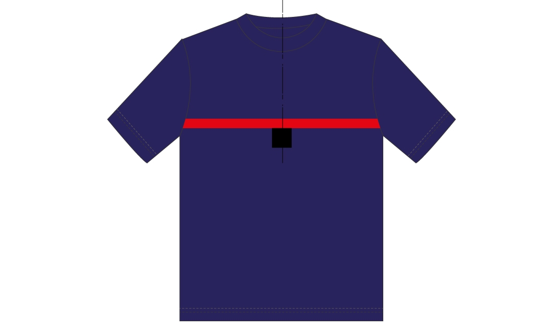 T-shirt sans broderie mixte marine/rouge