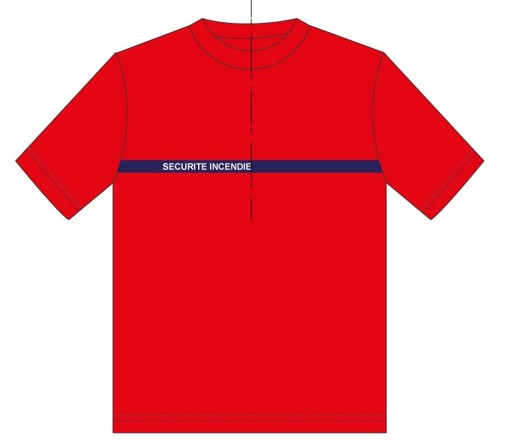 T-shirt sécurité incendie mixte rouge/marine