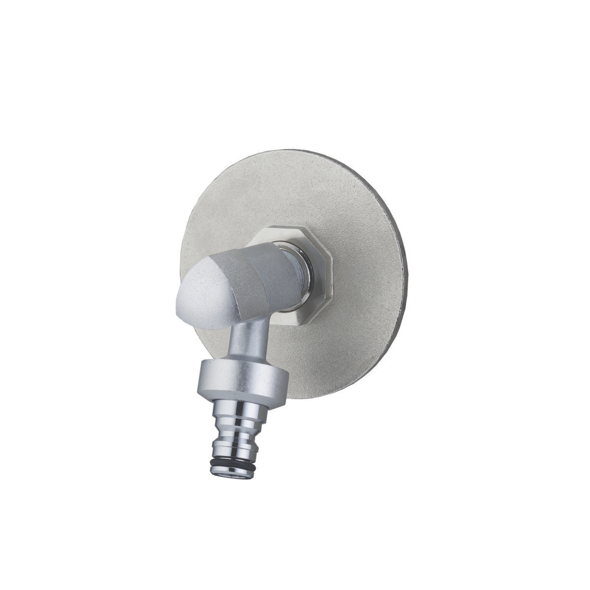 Robinet de puisage coudé avec platine de fixation R-Fix à visser nickelé