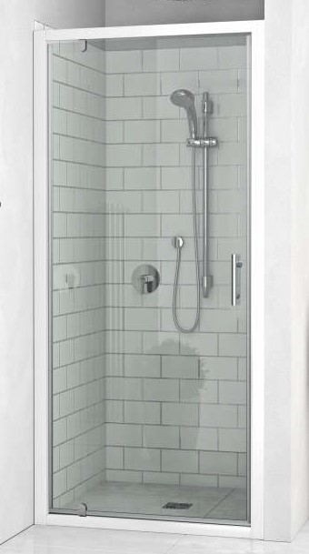 Porte de douche Equi pivotante accès de face - Profil blanc verre transparent Roth France