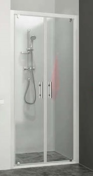 Porte de douche Equi battante accès de face - Profil blanc verre transparent Roth France