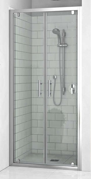 Porte de douche Equi battante accès de face - Profil argent verre transparent Roth France