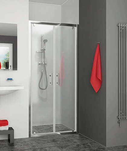 Porte de douche Equi battante accès de face - Profil argent verre transparent Roth France