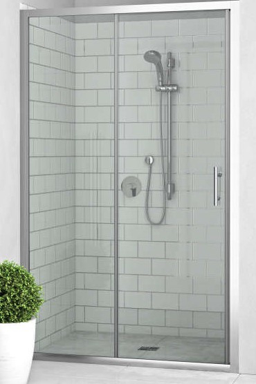 Porte de douche Equi coulissante accès de face - Profil argent verre transparent Roth France