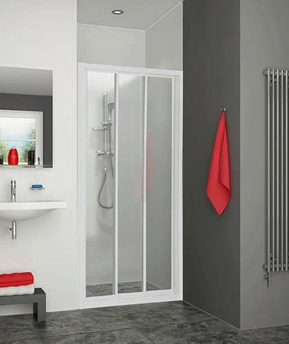 Porte de douche Equi EICL3 coulissante accès de face - Profil blanc verre transparent