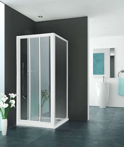 Porte de douche Equi EICL3 coulissante accès de face - Profil blanc verre transparent Roth France