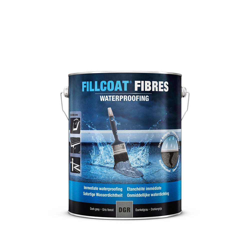 Produit d'étanchéité Fillcoat fibres - Waterproof - Gris foncé - Pot de 5 l Rust Oléum
