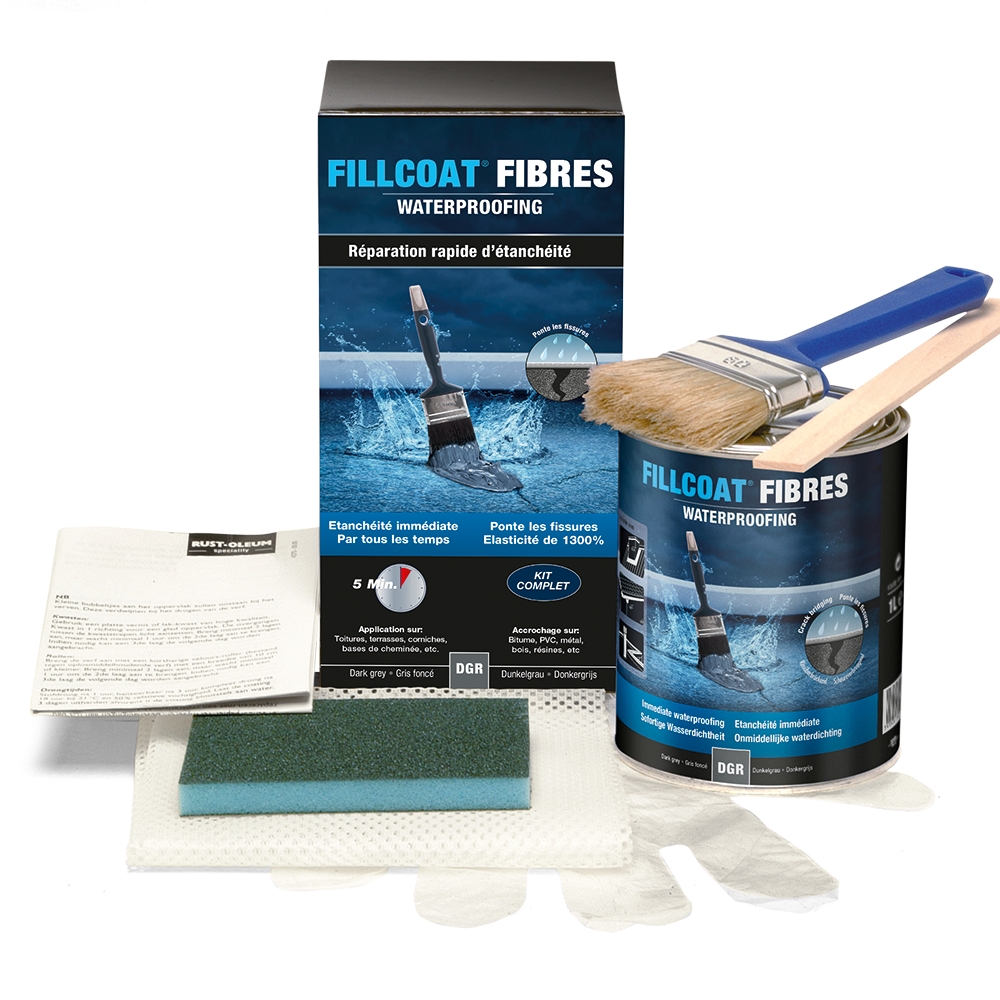 Kit de réparation étanchéité Fillcoat fibres - Waterproof - Gris foncé Rust Oléum