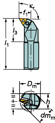 Barre d'alésage à plaquettes amovibles S25T-PTFNR16-W Sandvik Coromant