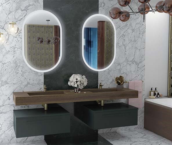 Miroir rétroéclairé LED Reflet Oblong+ Sanijura