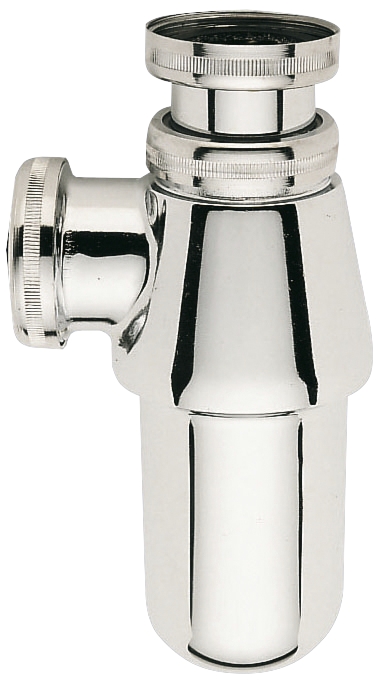 Siphon lavabo laiton chrome avec tubulure + rosace sl211b