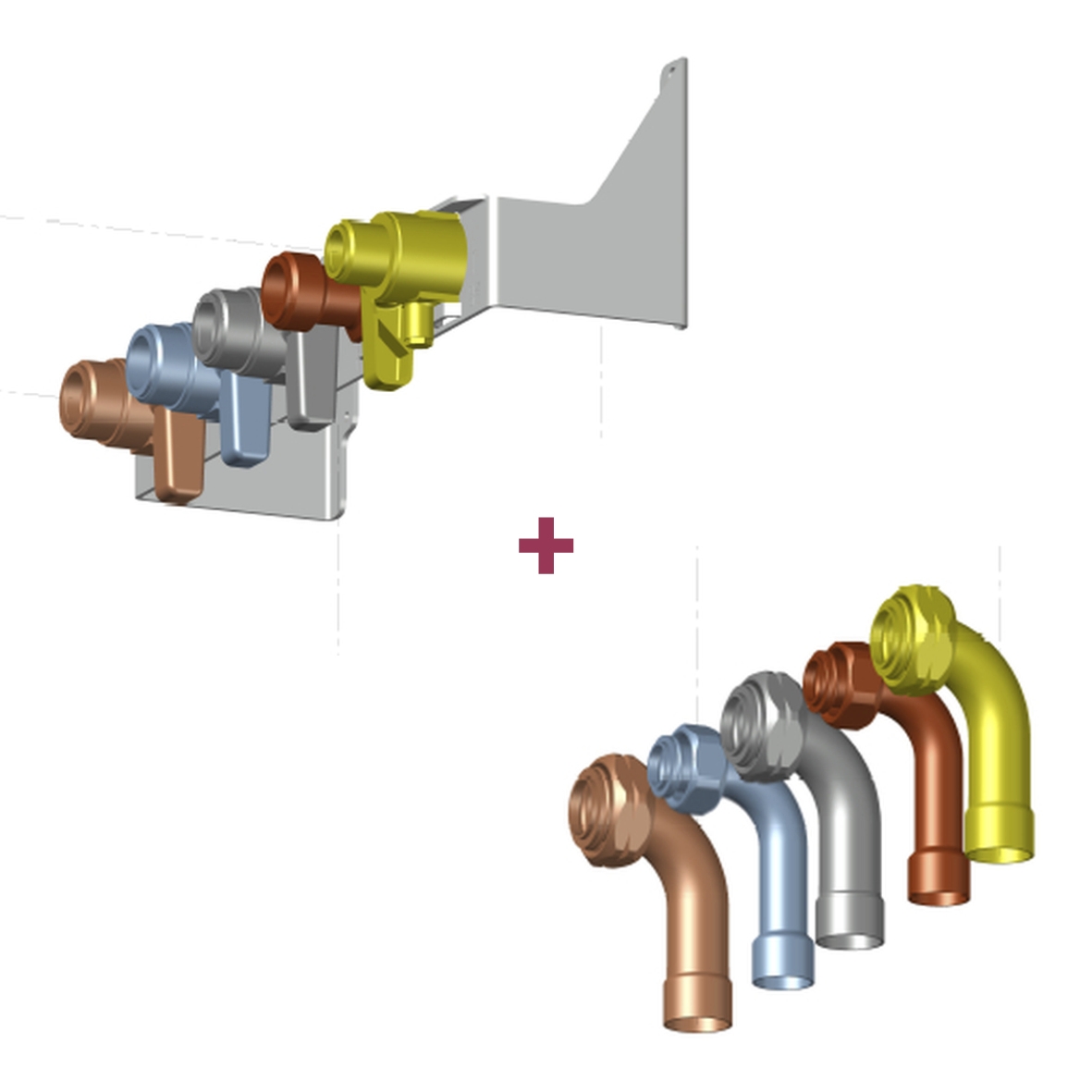 Kit 1 plaque de raccordement hydraulique + 5 douilles Thema/Semia Condens
