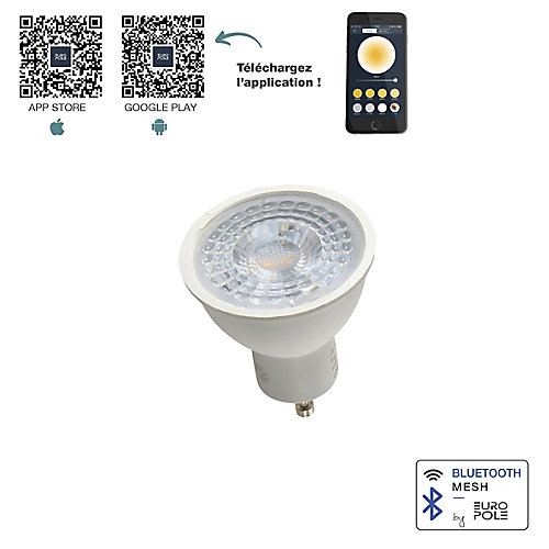 Lampe LED GU10 38° bluetooth mesh TW Europole