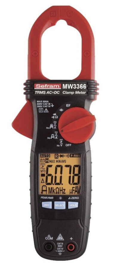 Pince Multimètre 600A TRMS AC/DC MW3366 Sefram