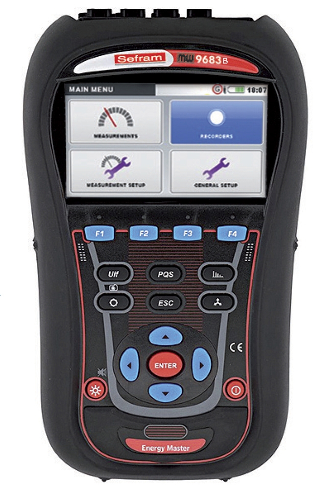 Analyseur de puissance et de qualité d'énergie 3U/4I écran couleur USB