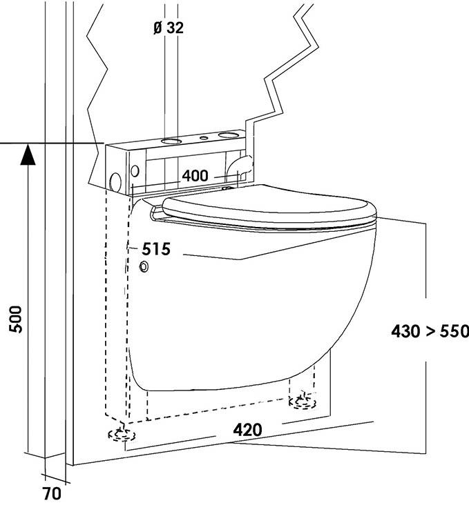 WC Broyeur suspendu Sanicompact Comfort C72LV SFA