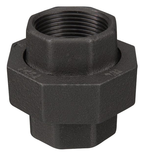 Raccord Union En Fonte Noire 1 Pouce (DN25) - Fileté Mâle/femelle - Pour Tuyauterie, Facile à Démonter - Dimensions 26x34 Mm