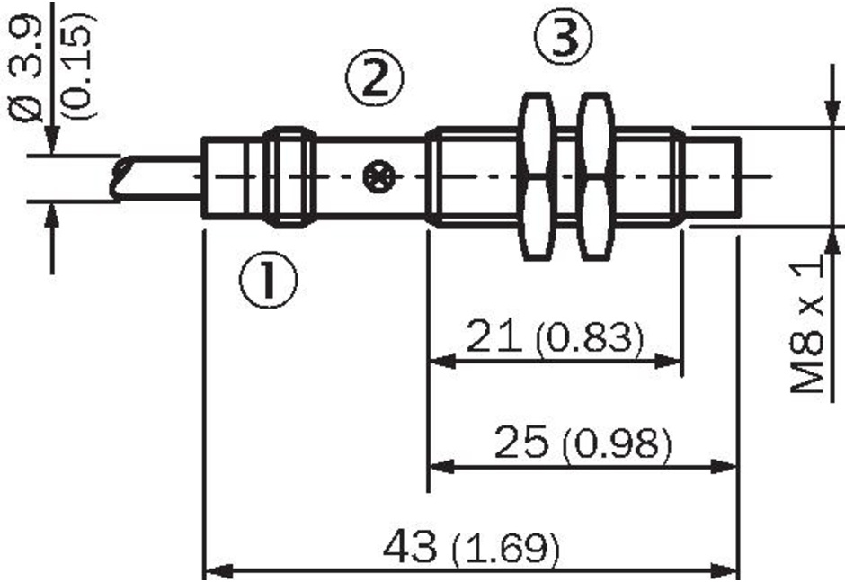 Détecteur de proximité inductifs M8 IME08 portée 2,5mm PNP câble 3P 5m Sick