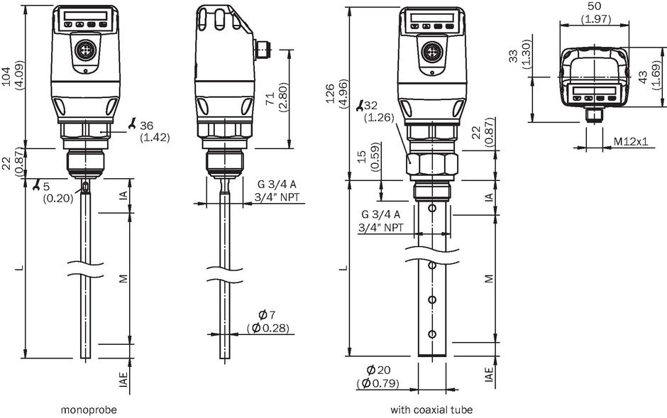 Capteur de niveau 2000mm 3/4" NPT 4..20mA M12 5P Sick