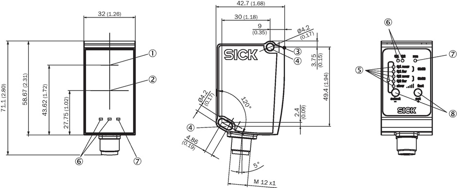 Capteur de distance laser DT35 portée 12000mm PNP/NPN 4..20mA 0..10V IO-Link M12 5P Sick