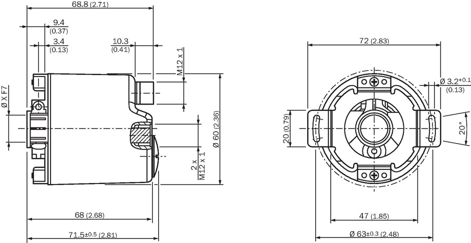 Codeur absolu multi-tours AFM60A axe 15mm 8192 impulsion/trs résol 18 x 12 bit PROFINET M12 4P Sick